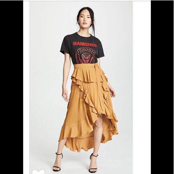 - IRO BREATHE RUFFLE WRAP SKIRT - MUSTARD